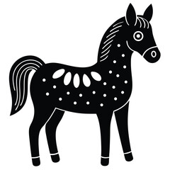 a cheerful cartoon horse using vibrant shades focusing on a balance of simplicity and charm in the design