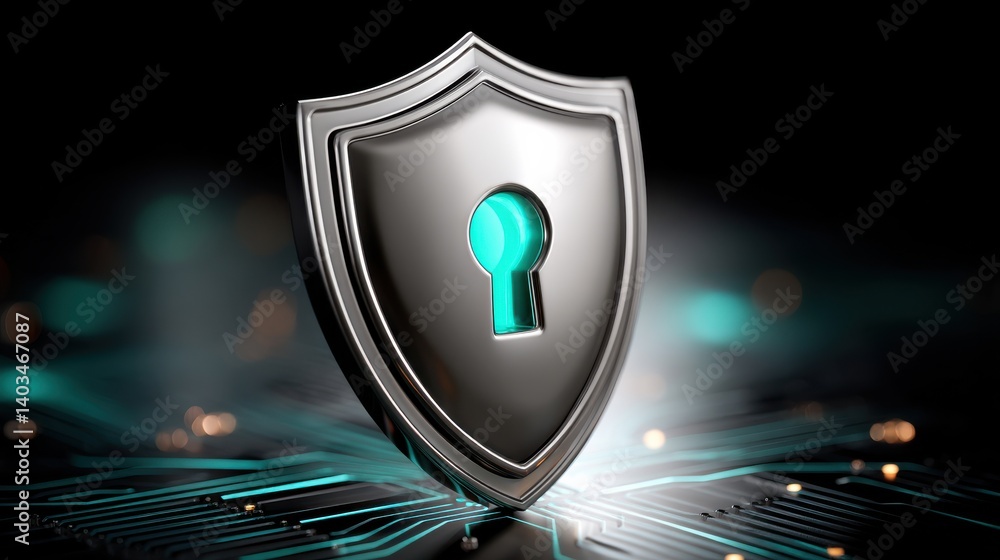 Poster digital security shield graphic cyber world concept art high-tech environment close-up viewpoint dat