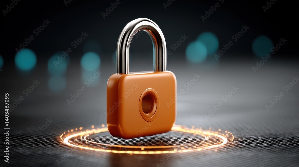 Aufkleber secure your digital future innovative lock design modern technology 3d render cybersecurity environm