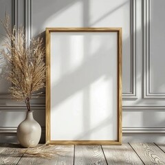 Blank Wooden Frame Mockup in Elegant Interior