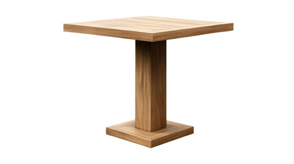 Square Wooden Table: A simple yet elegant square wooden table with a sturdy pedestal base, perfect for cafes, restaurants, or home use.