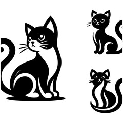 Obraz premium set of curious cats enigmatic sitting perfectly