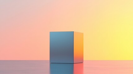 A blue cube with a gradient background.