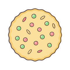 Cartoon illustration of a frosted sugar cookie with sprinkles vector graphic design art