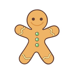 Gingerbread man christmas cookie vector illustration holiday season festive treat baking icon design