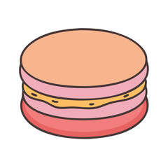 Delicious colorful macaron dessert illustration for bakery shop and pastry cafe menu design