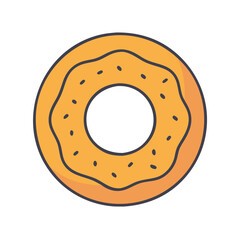 Isolated donut illustration with orange frosting and sprinkles bakery dessert food sweet treat
