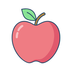 Illustration of a red apple fruit with leaf vector graphic for healthy food and nutrition design