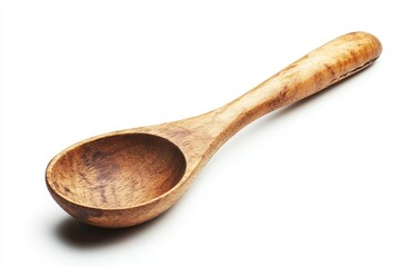 Wooden ladle on white background