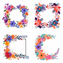A collection of vibrant floral wreaths and decorative borders.