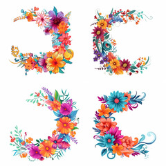 Colorful floral crescent wreaths in vibrant hues.