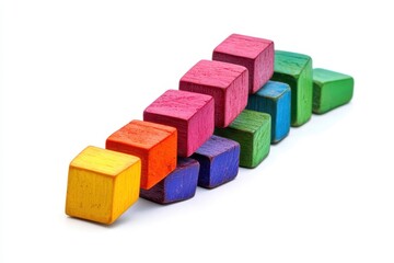 Obraz premium Colorful wooden blocks arranged in a stair-like pattern