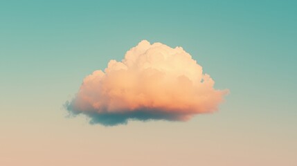 A large, fluffy cloud with a gradient of colors against a clear blue sky.