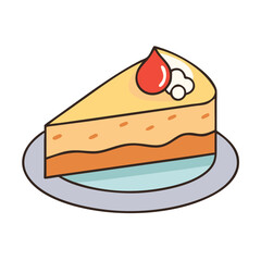 Delicious cake slice with strawberry topping dessert bakery treat food illustration vector art