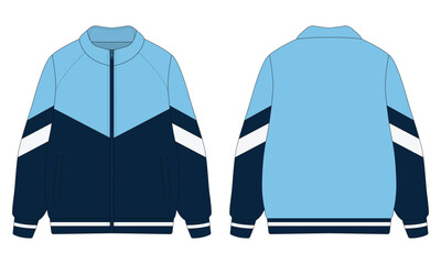 Blue sports jacket mockup front and back view
