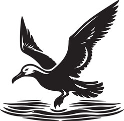 Obraz premium Albatross Silhouette Black Vector High Quality Vector Image. The white background