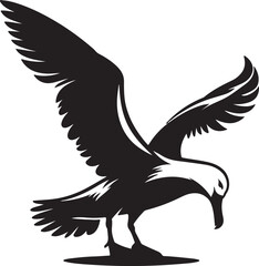 Albatross Silhouette Black Vector High Quality Vector Image. The white background