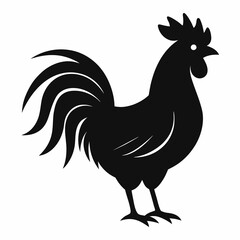 Minimalist Black Rooster Silhouette Vector