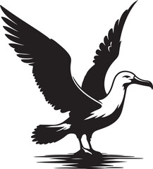 Obraz premium Albatross Silhouette Black Vector High Quality Vector Image. The white background