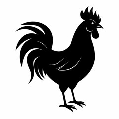 Minimalist Black Rooster Silhouette Vector