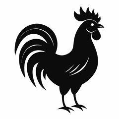 Minimalist Black Rooster Silhouette Vector