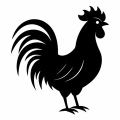 Minimalist Black Rooster Silhouette Vector