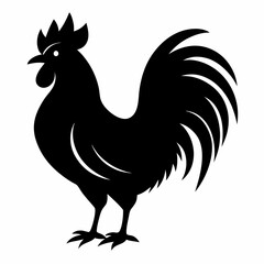 Minimalist Black Rooster Silhouette Vector