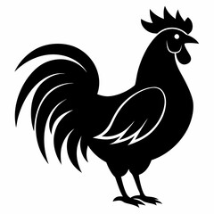 Minimalist Black Rooster Silhouette Vector