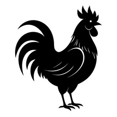 Minimalist Black Rooster Silhouette Vector