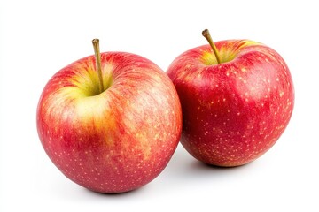 Two red apples against white background