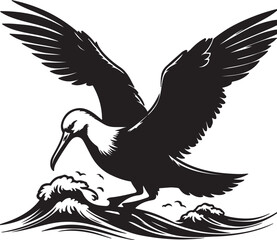 Obraz premium Albatross Silhouette Black Vector High Quality Vector Image. The white background
