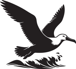 Fototapeta premium Albatross Silhouette Black Vector High Quality Vector Image. The white background