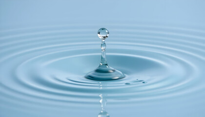 Water Drop Splashing On Light Blue Surface