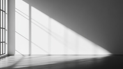 A dark shadow cast on an empty room isolated on white background