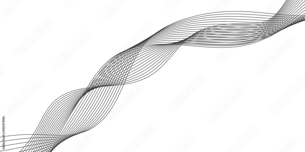 Poster abstract vector blue wave lines on white background. digital frequency track equalizer. modern techn