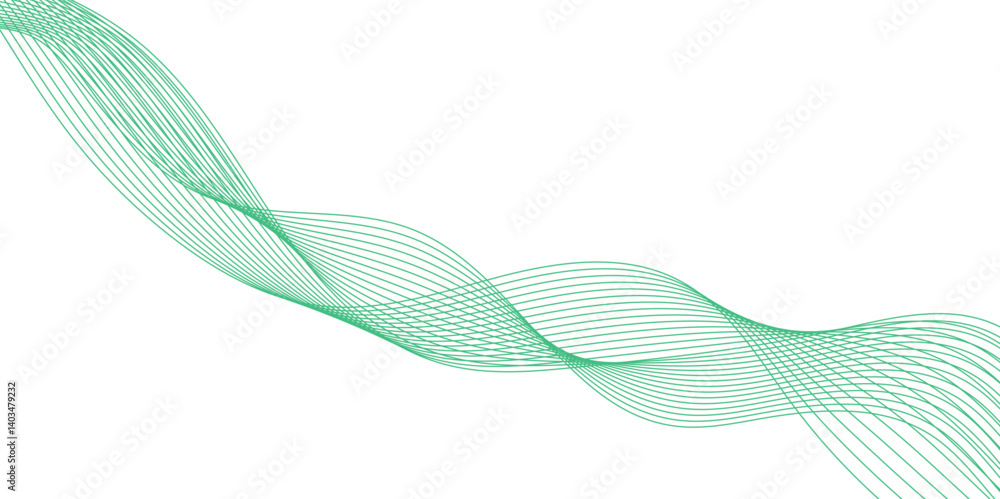Poster abstract vector background with green wavy lines. green wave background. design element for technolo
