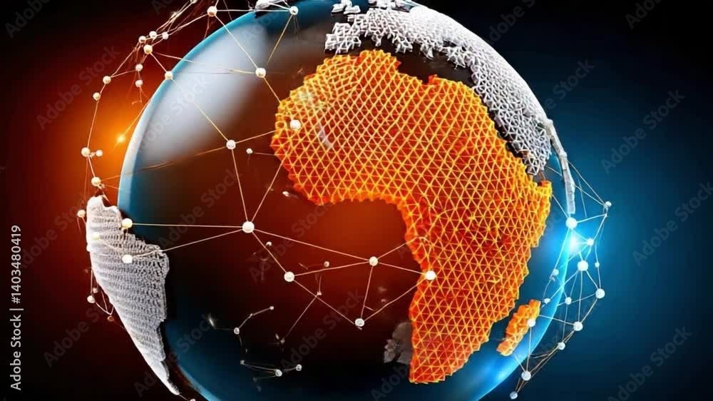 Poster global africa: a visually stunning representation of the african continent within a digitized globe,