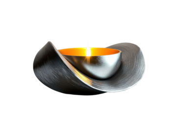 Serene silver candleholder warm glowing candlelight elegant design dark background peaceful ambiance