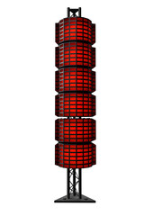 Stacked Red LED Speaker Columns for Concert Stage in 3D Render with transparent background