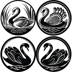 Obraz premium set-of-swan-silhouette-set-vector-image (23).eps