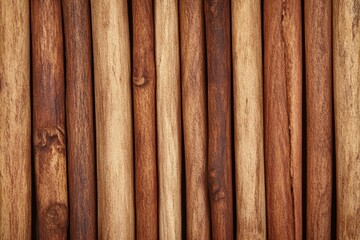 An overhead view of various vertical textured wooden sticks