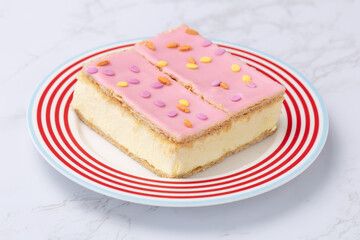 Dutch tompouce pastry, traditional cake in the Netherlands