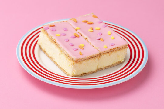 Dutch tompouce pastry, traditional cake in the Netherlands