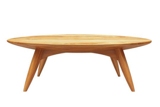 Elegant oval wood coffee table mid century modern design sleek legs natural wood grain simple