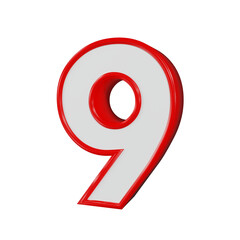 3d red number