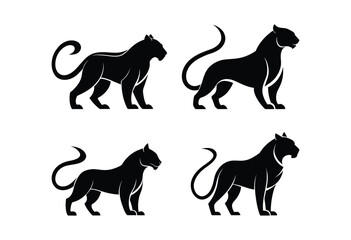 Black Panther Silhouette on white background