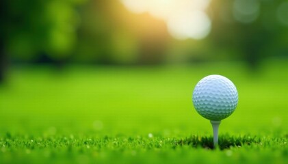 Obraz premium Perfectly positioned golf ball on a manicured green , competition, course, shadow