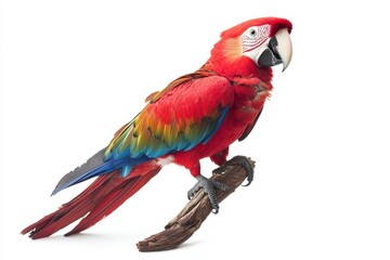 Obraz premium Vibrant red and blue parrot on branch