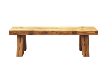Rustic wooden bench simple design isolated on black background natural wood grain texture