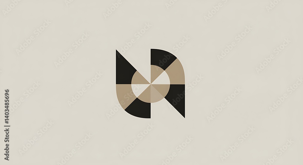Poster a minimalist logo design using overlapping geometric shapes in a monochromatic color palette. , scal